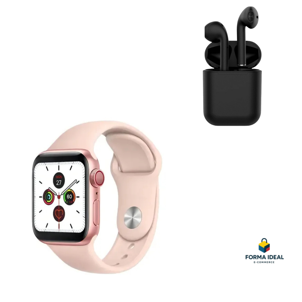 Reloj Inteligente T500+ con Audífonos I12 Bluetooth - Kit Completo